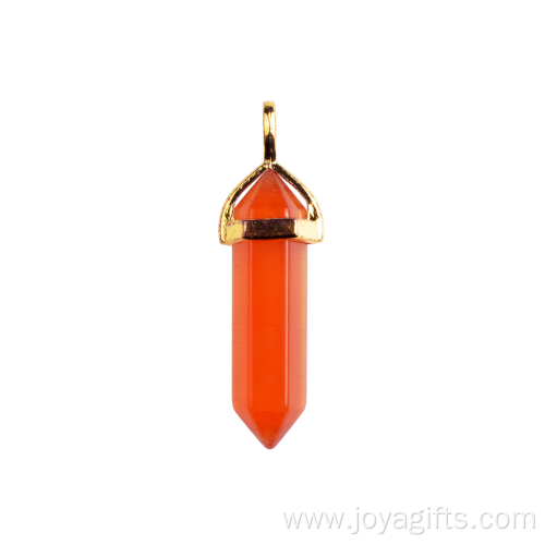 Hexagonal Red Agate Stone DIY Jewelry Pendants with Gold Finding